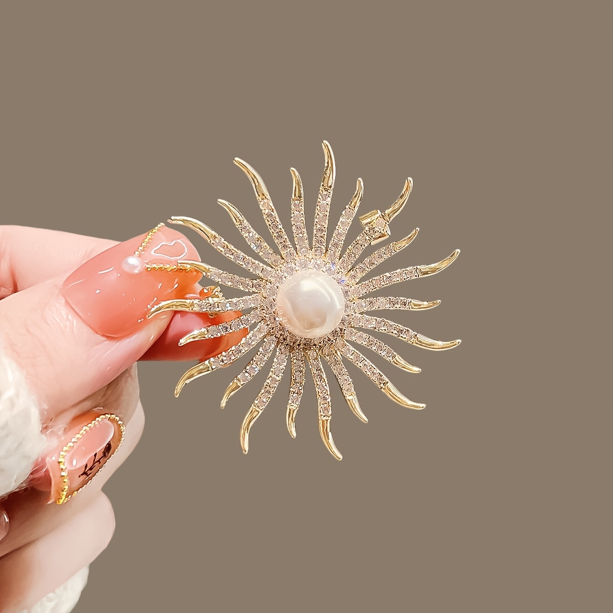 TEMU Sunflower Brooch, High-end Female Temperament, Pearl Brooch, Versatile Niche Design, Pin, Coat, Spring And Autumn Additions