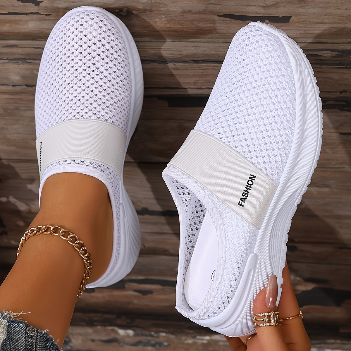 günstige weiße freizeitsneakers für damen mit einem  -pedal-design,   für frühlings- und sommer-strandtrips und entspannte reisen. der elastische obermaterial ist ideal für größere größen und macht sie vielseitig und atmungsaktiv. dameschuhe