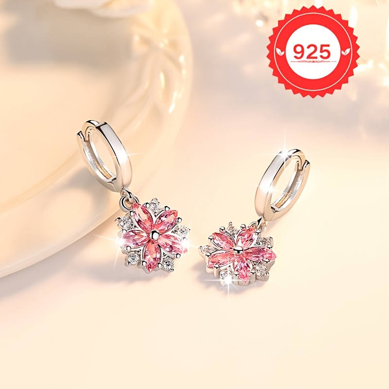 Pink Petal Flower Earrings Versatile Small Flower Earrings
