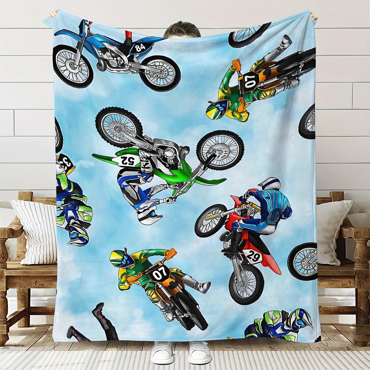 

Motocross Stunt Performance Blanket: Durable Digital Print On Soft Fleece, Suitable For All Seasons