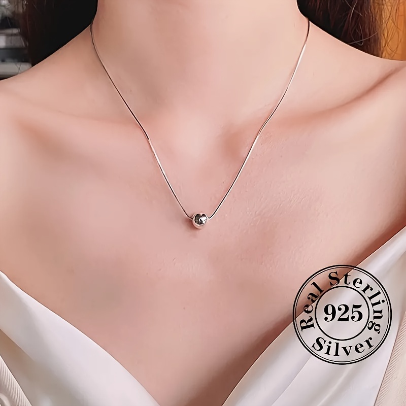 925 Sterling Silver Snake Bone Chain Necklace for Women