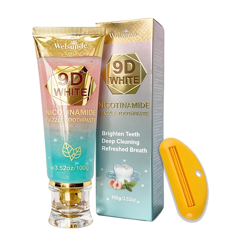 Get 1 Toothpaste Squeezer Free, 9d Whitens Nicotinamide Toothpaste, Contains Hydroxyapatite, Deep Cleaning, Refreshing And , Teeth, Fruit-scented Formula , Long- Breath, Suitable For Everyone