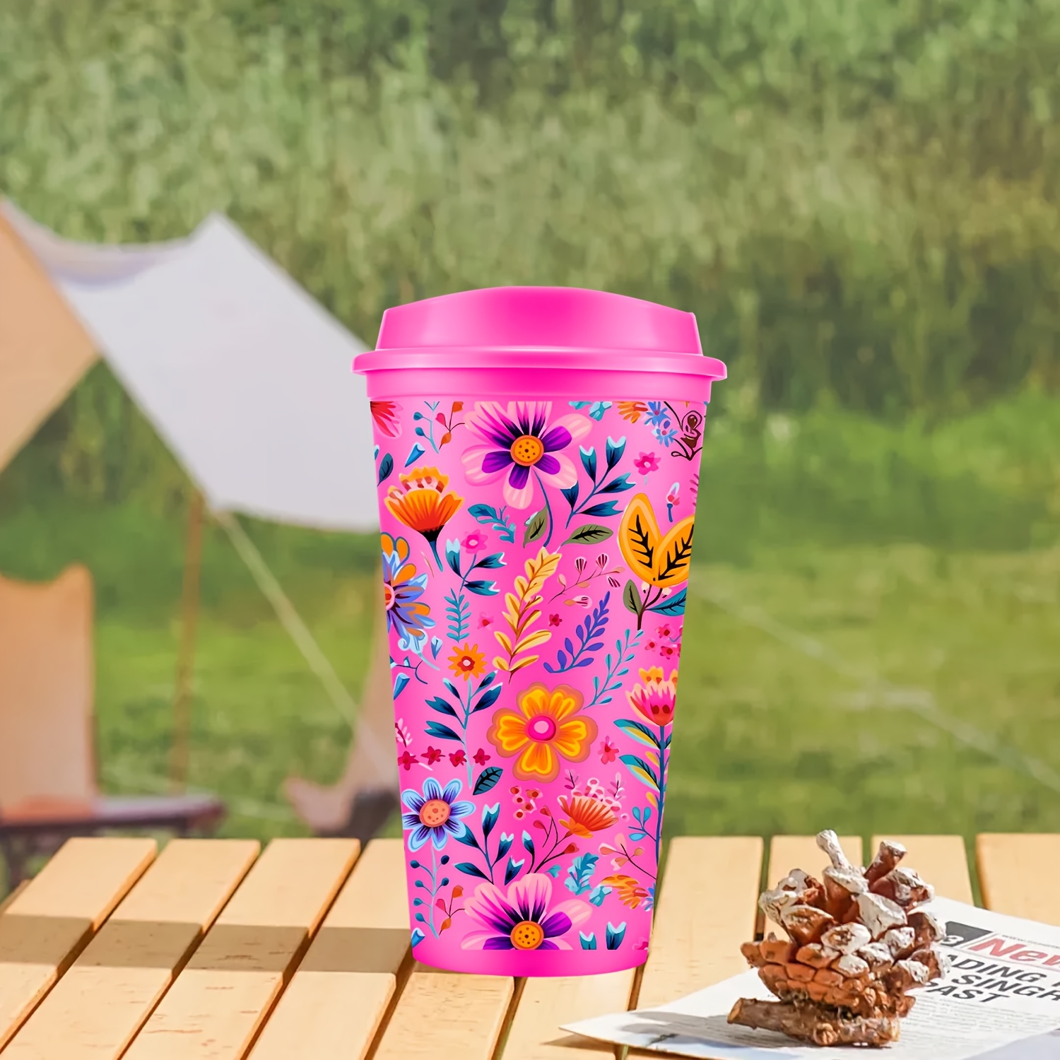 10pcs 16oz 475ml colorful flowers plastic tumblers lid - Temu Bahrain
