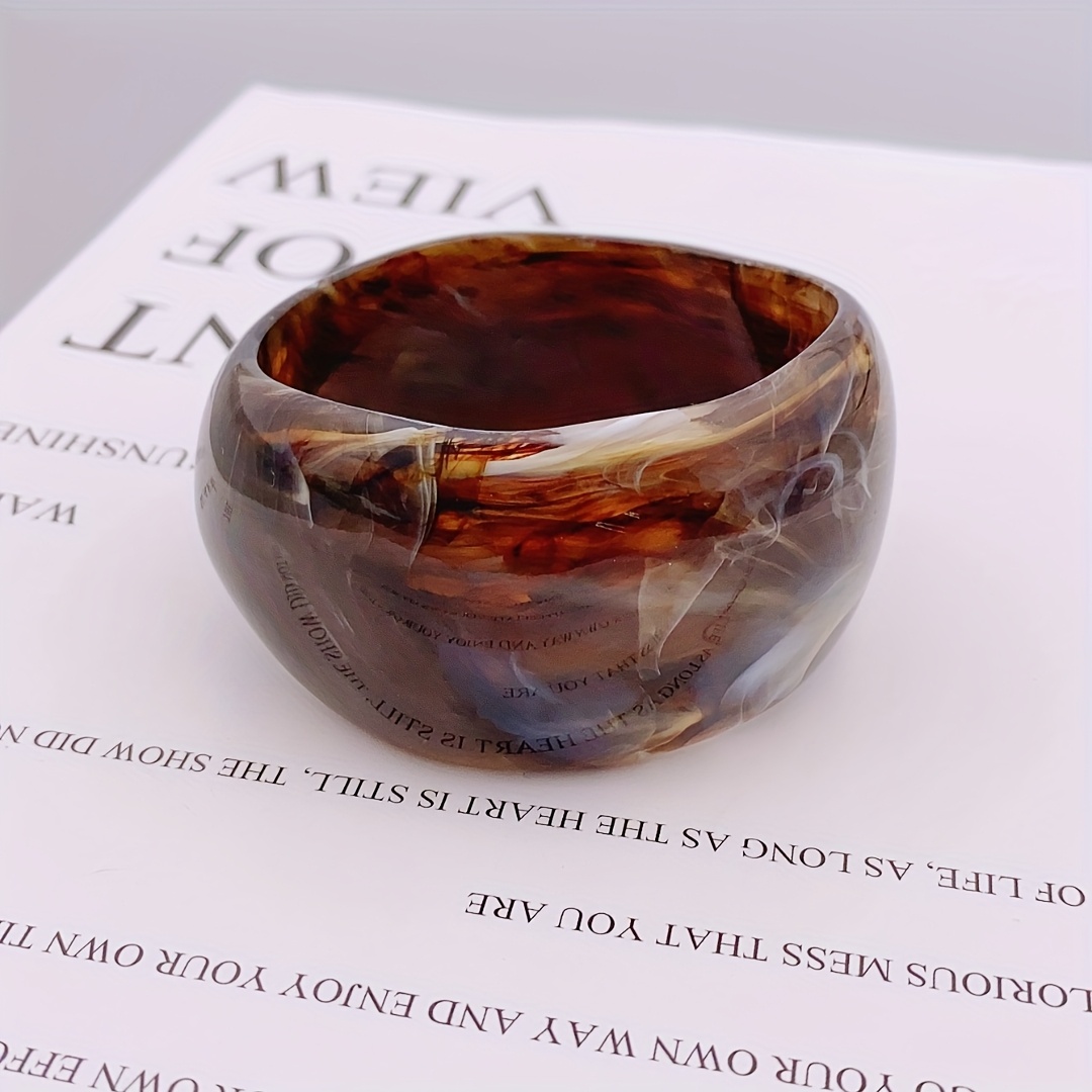 Vibrant Orange Marbled Acrylic Resin Bracelet