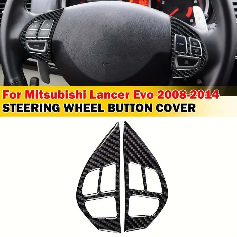 TEMU For Evo [2008 2009 2010 2011 2012 2013 2014] Carbon Fiber Steering Wheel Button Cover Sticker, Car Interior Accessory