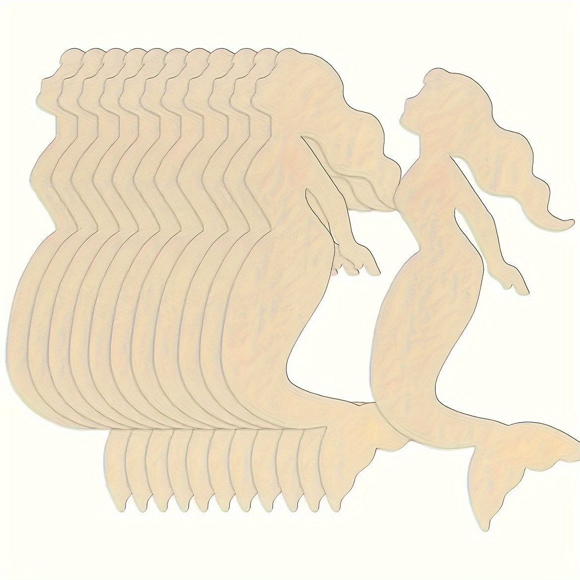 

10pcs Mermaid-shaped Wooden Diy Crafts Paper-cutting Wooden Mermaid-shaped Accessories Gift Tags Diy Project Mermaid Birthday Party Home Decorations