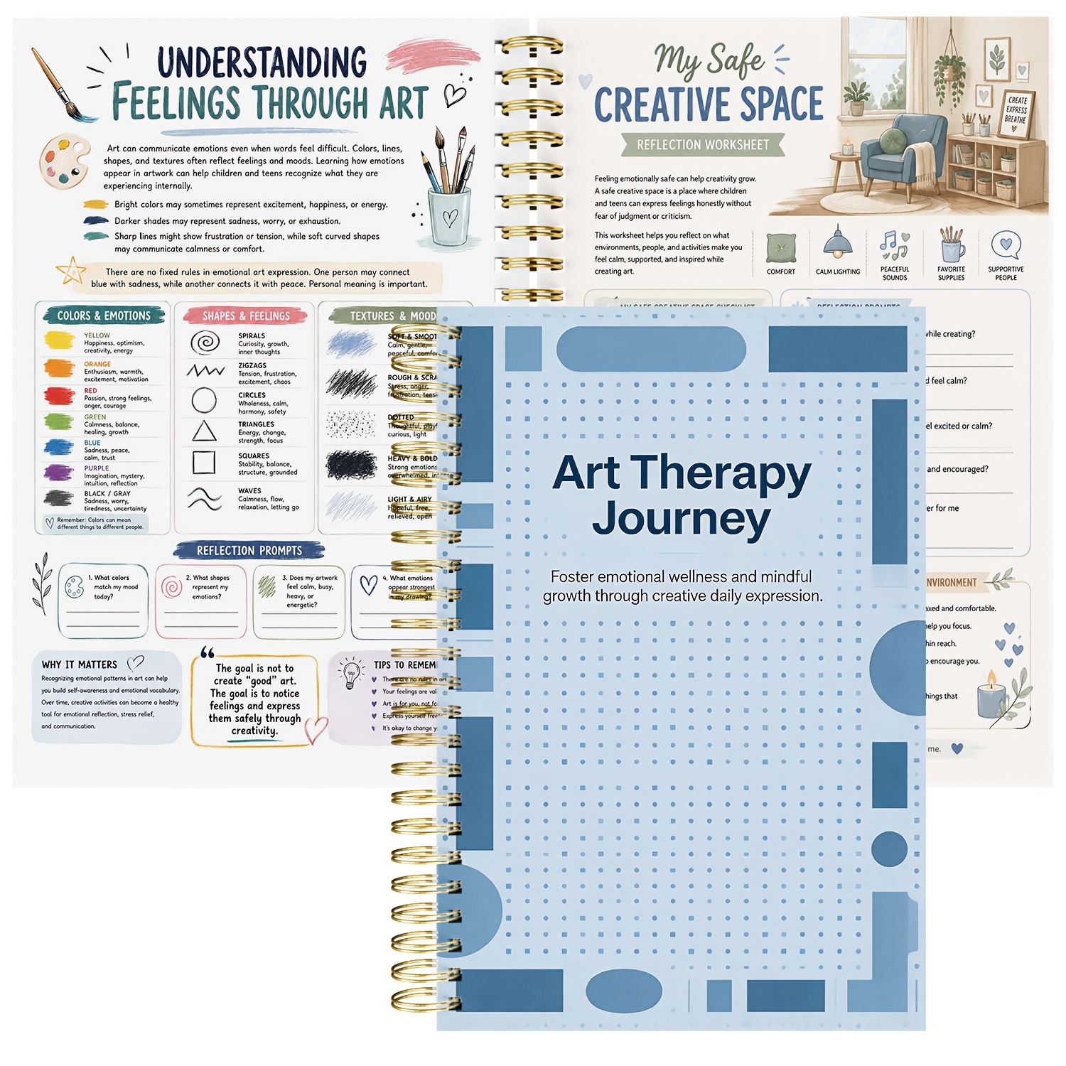 TEMU Journal For And Stress Reduction - Productivity Organizer With Mindful Drawing Pages And Daily Habit Trackers - Daily Self-reflection Notebook