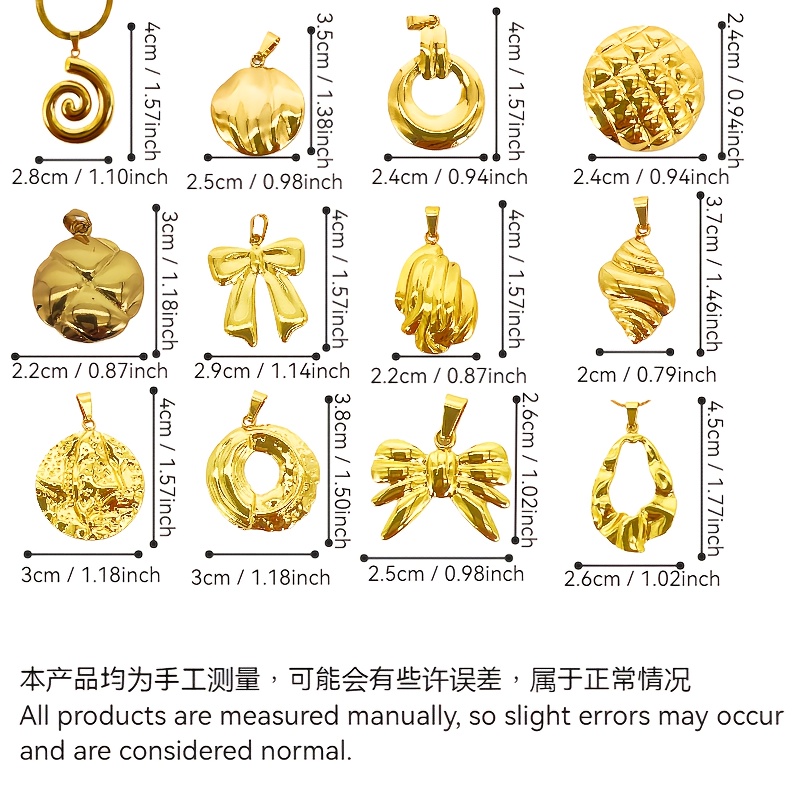 14pc Golden Glossy Geometric Pendant Necklace Set