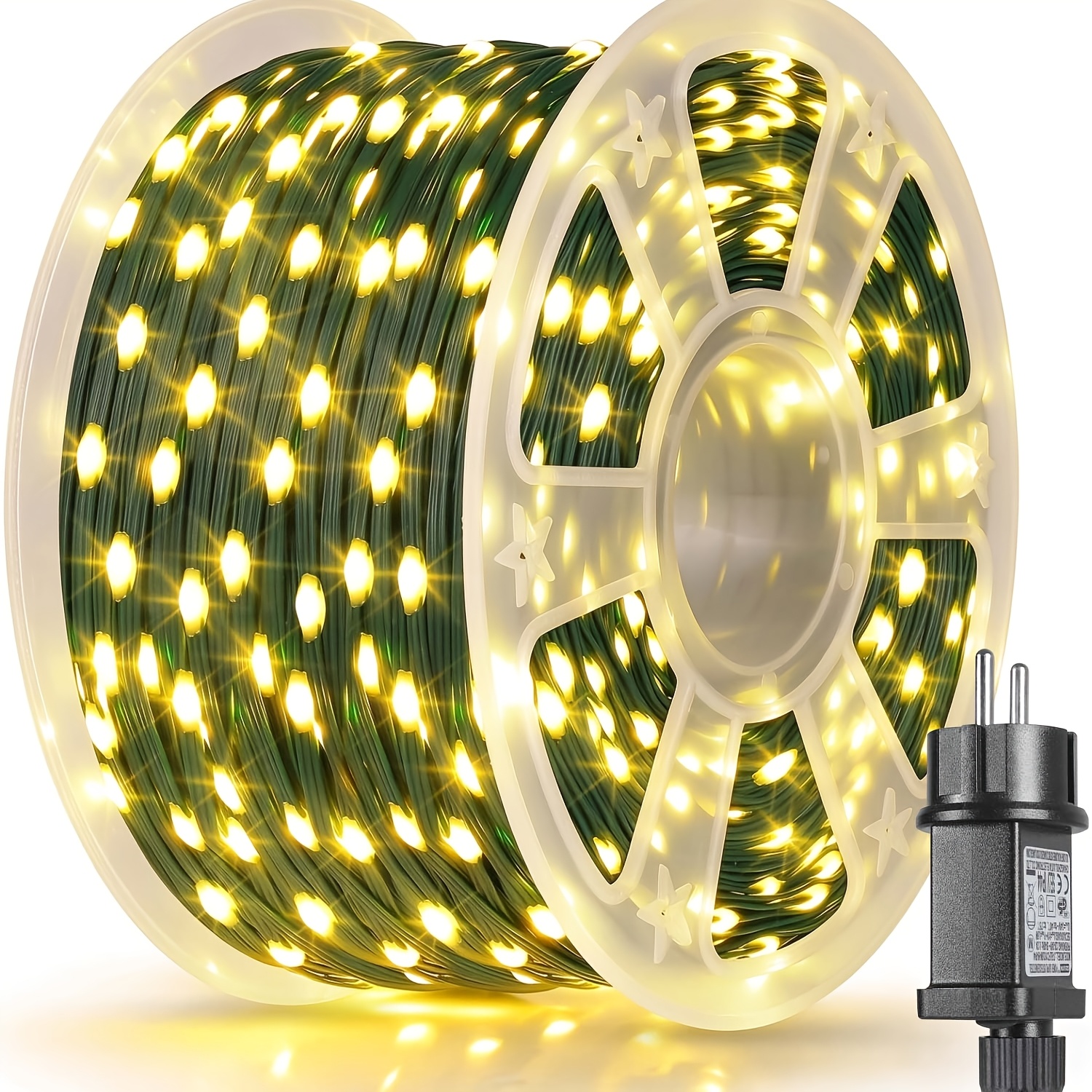 TEMU Guirlande Lumineuse de Chaud, 500/300/100 LED pour Sapin de Noël, Guirlande Lumineuse avec 8 et Minuterie, Convient pour Décorations de Fêtes