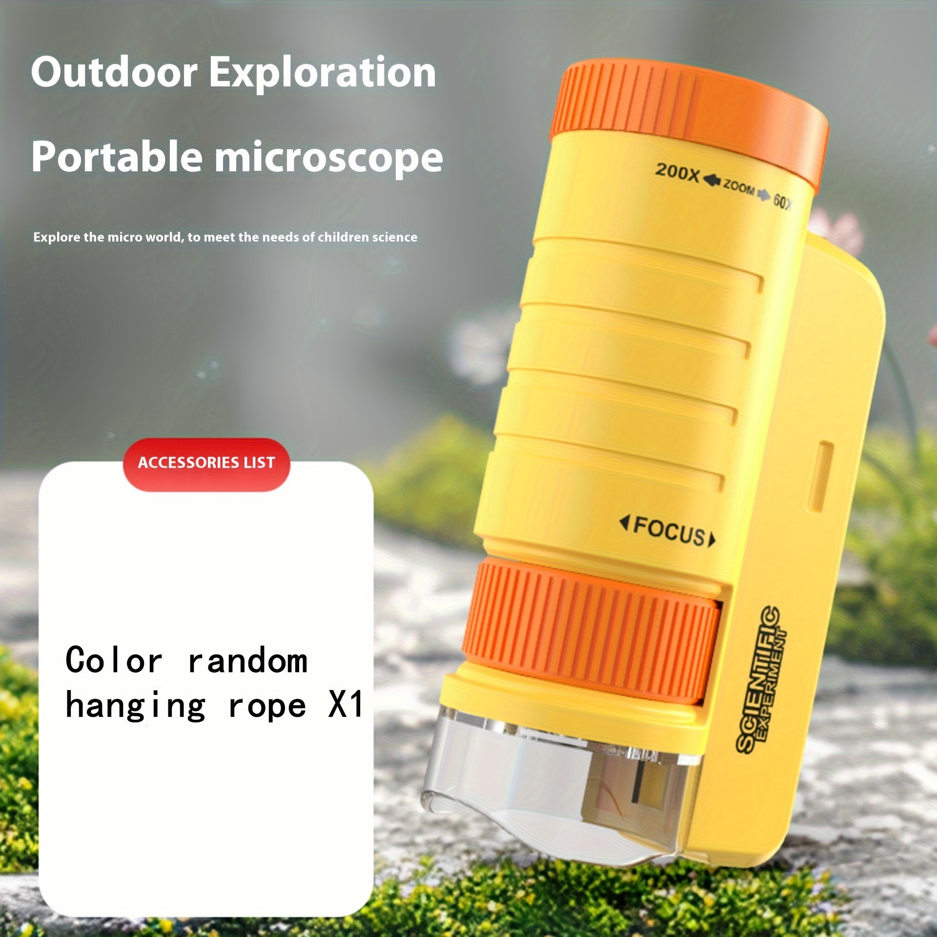 Temu TEMU Kinderhandmikroskop, das Kinder , um die Geheimnisse der Natur mit wissenschaftlichen Spielzeugen zu erkunden, einfach im Freien zu tragen, Mikroskop mit LED-Licht 60X-200X, Urlaubsgeschenk sold by Temu Affiliate Program