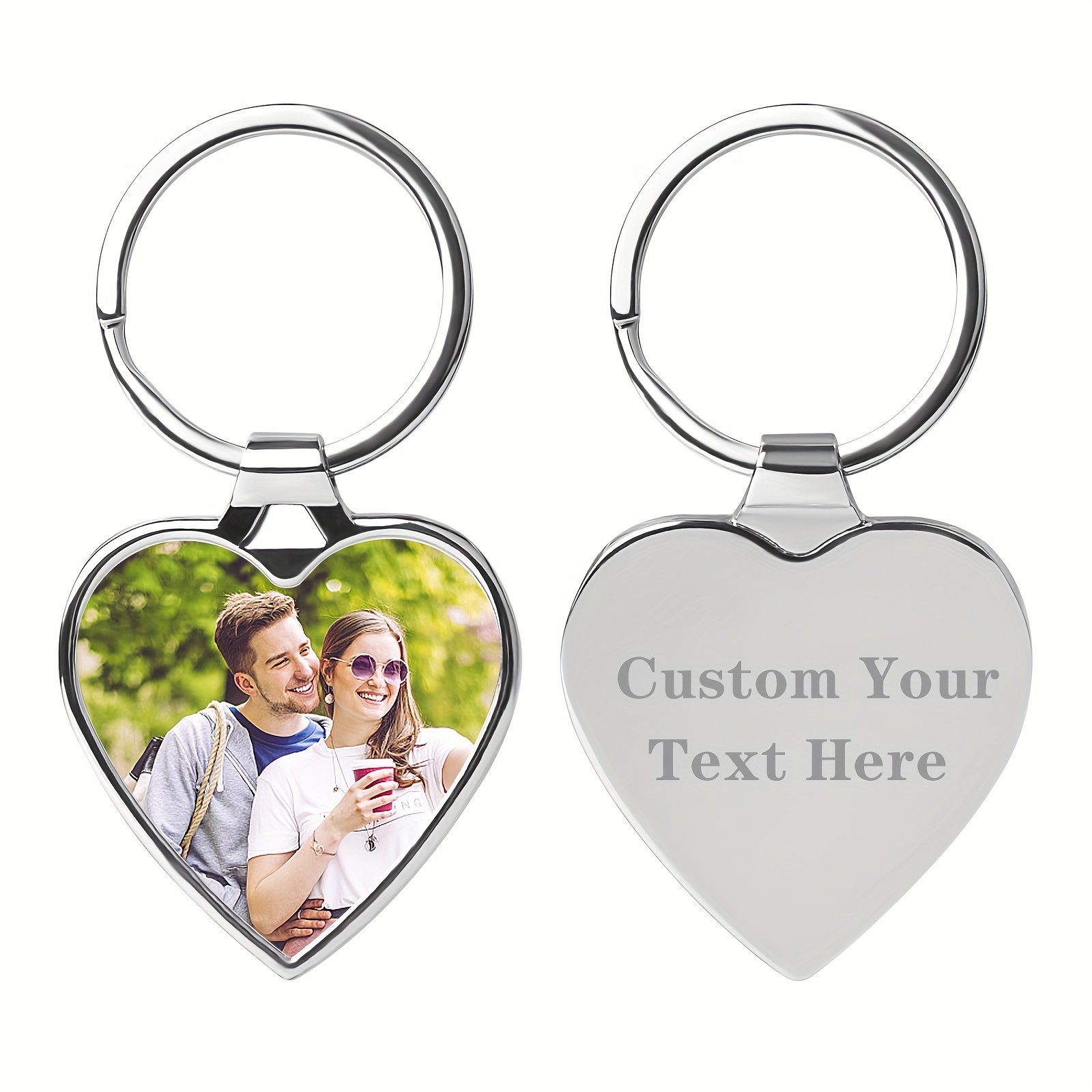 

1pc Men's Custom Keychain With Picture, Personalized Engraving Photo Customized Gifts, Memorial Photo Gift Keychain