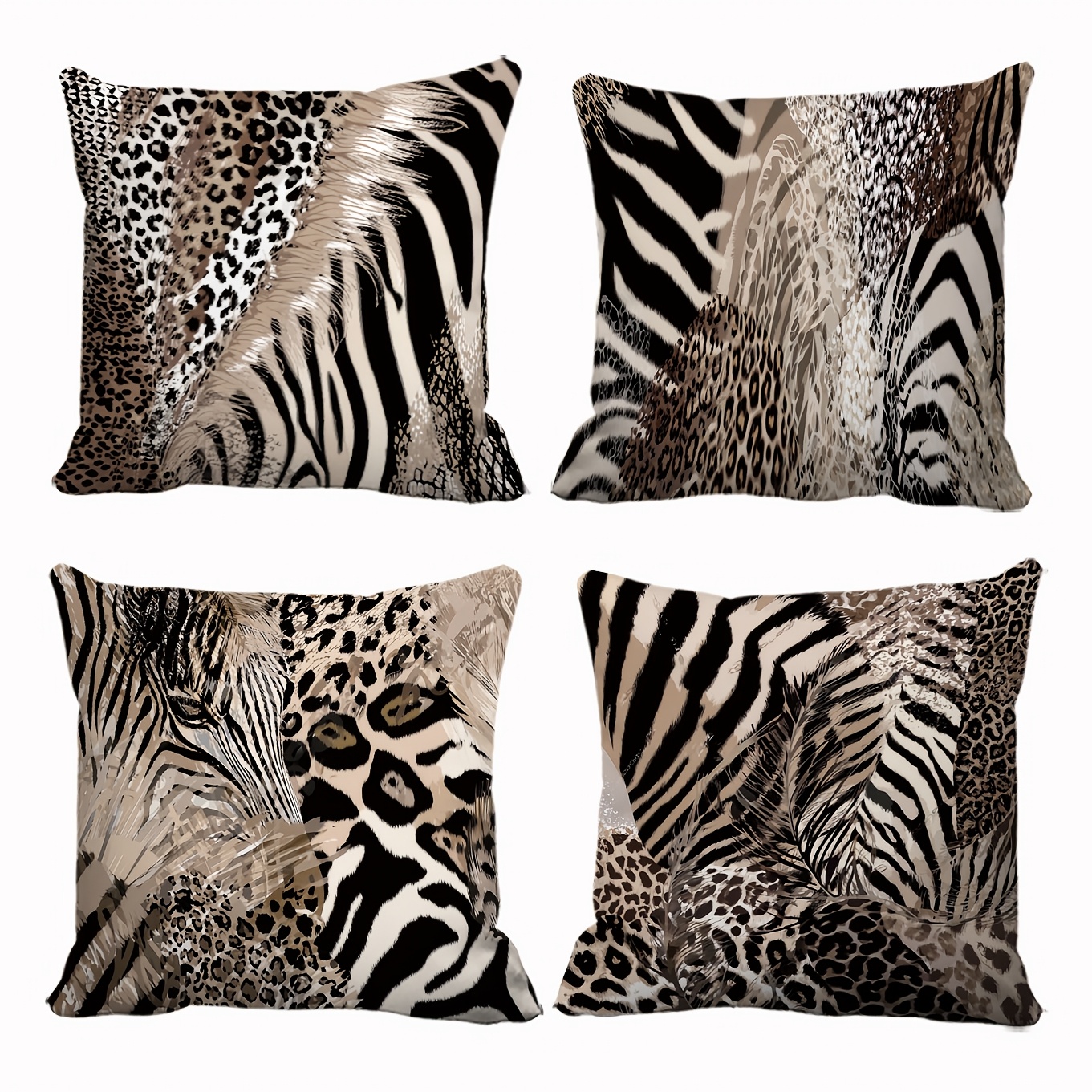 TEMU A Set Of 4 Exquisite And Interesting Pillow Covers Featuring Original And Tiger Patterns, Suitable For Decorating Living Rooms, Sofas, Offices,