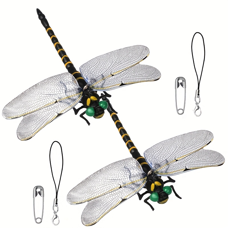 TEMU Dragonfly Insect Repellent 12cm Realistic Oniyanma Insect Animal Model With Safety Pin Insect Repellent Bee Repellent Entrance Balcony 2pcs