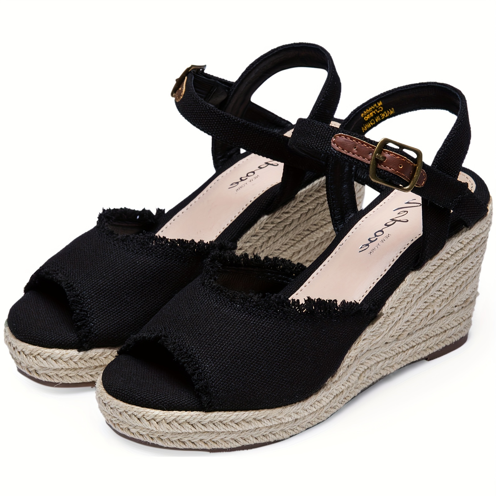

Women's Espadrilles Wedge Sandals, Casual Peep Toe Summer Shoes, Comfortable Buckle Strap Sandals