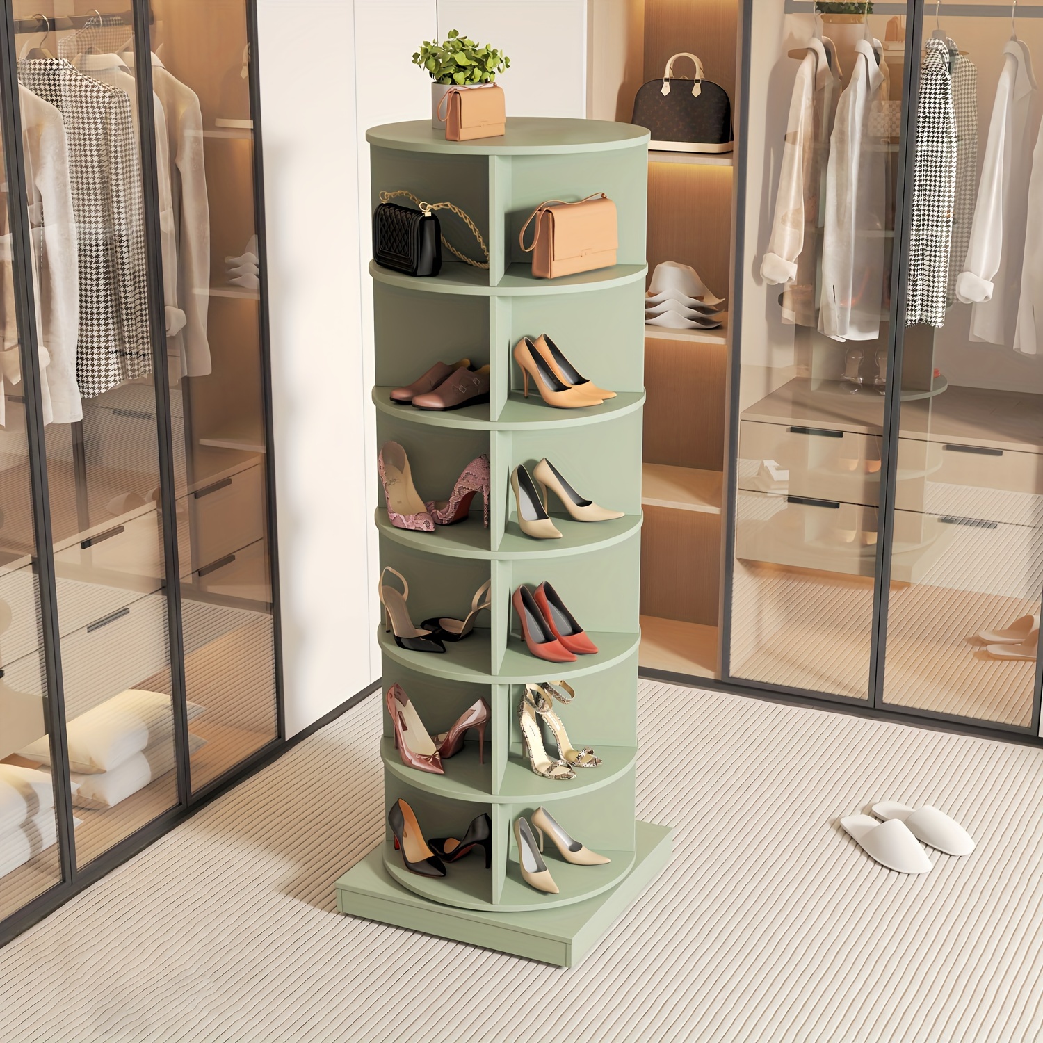 

Rotating Shoe Rack Tower, 6-tier Spinning Shoe Rack, Free Standing 360° Revolving Shoe Organizer Rotating Vertical Shoe Rack Can Hold 24 Pairs Of Shoes For Entryway Living Room Hallway