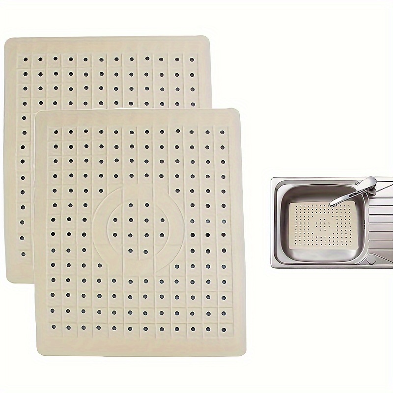2 pieces kitchen sink drain mat rubber material 10 x 12 size protects your kitchen sink