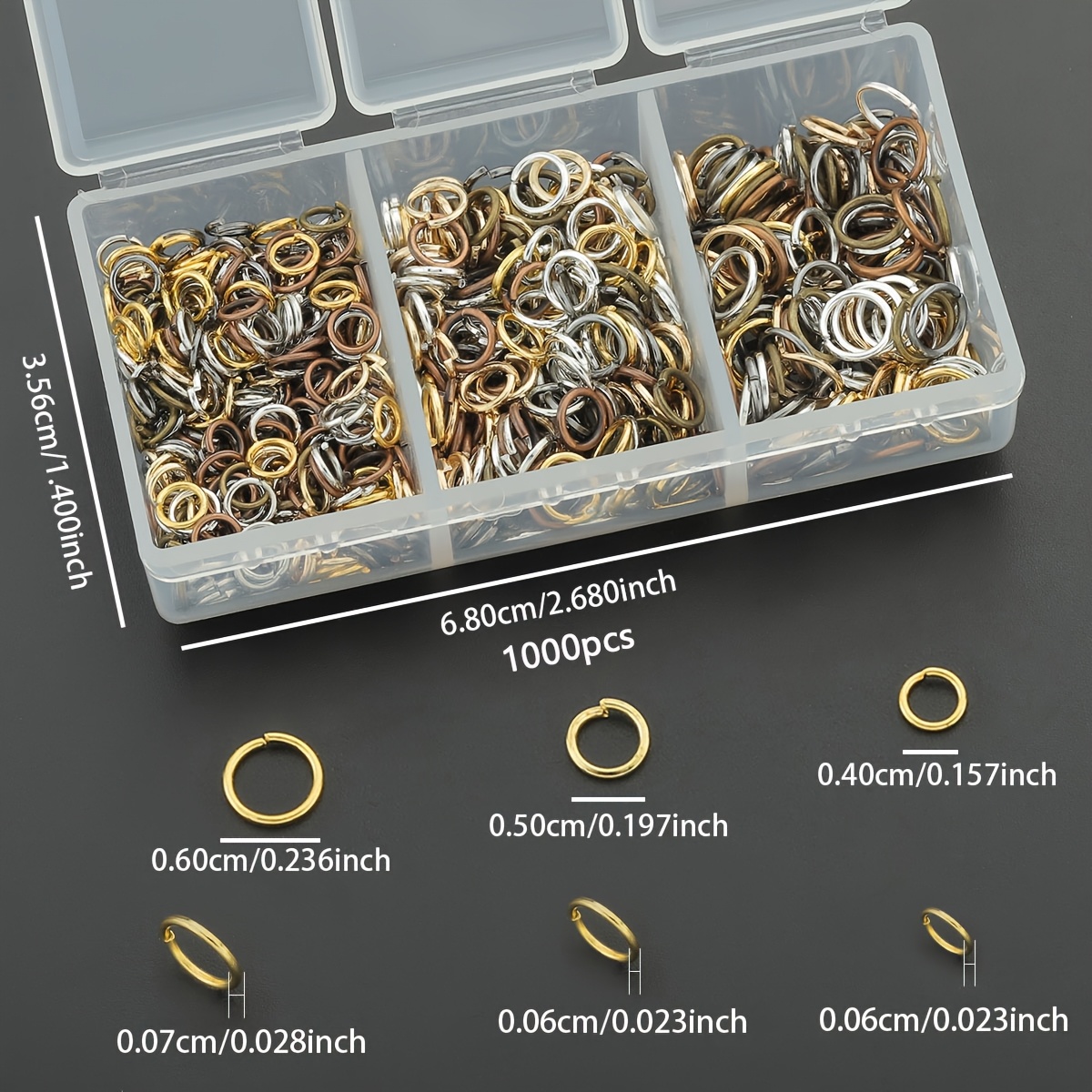 1000pcs Mixed Color Open Jump Rings for Jewellery Making