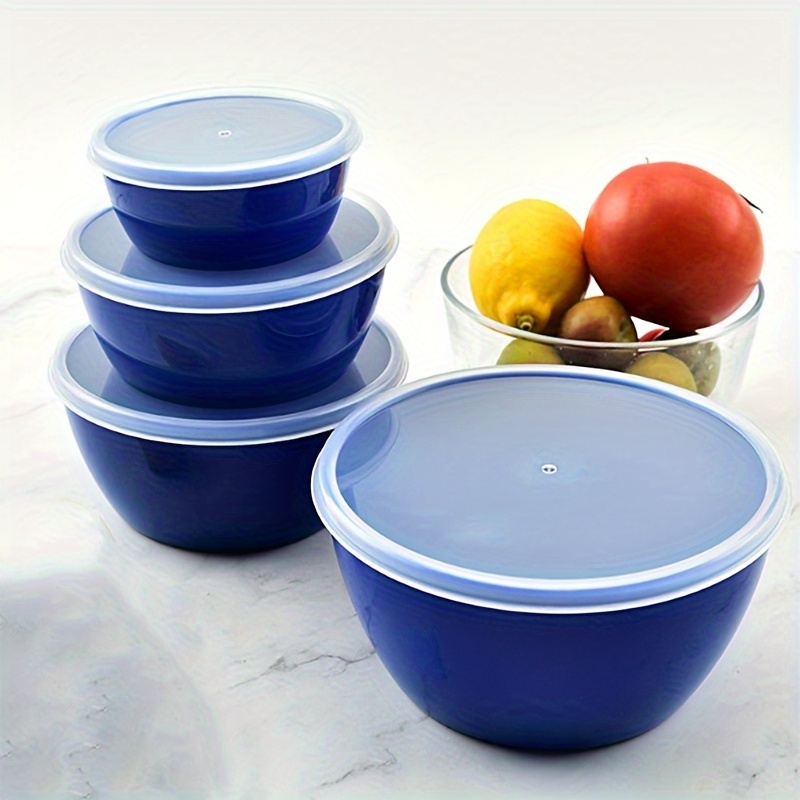 YBM Home 8-Inch Plastic Serve Mixing Bowl For Everyday Meals - Ideal For Cereal, Snacks, Popcorn, Salad, And Fruits, Microwave Safe, 1284-3frosty White