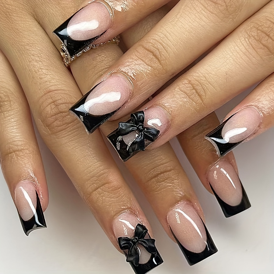 Auiremrti 24 Stück French Tip Press On Nails – Kurze, Quadratische Kunstnägel Mit Zebramuster & Blümchen