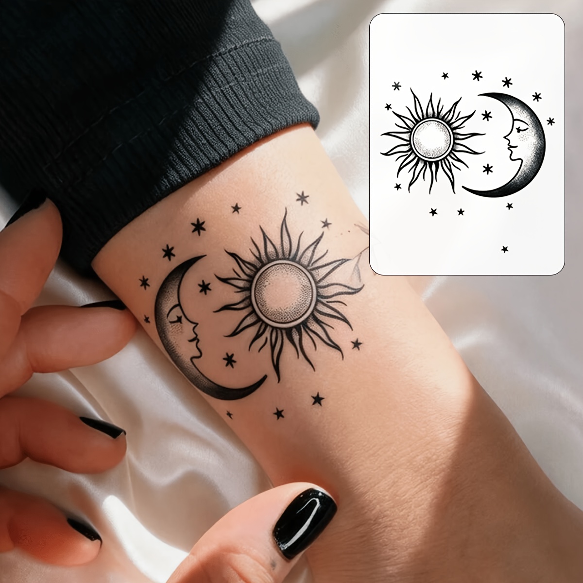 TEMU 3pcs Black Gray Decoration Tattoo Sticker Waterproof Long-lasting Simulation Sticker To Wrist Collarbone Neck Covering Individual Decorative