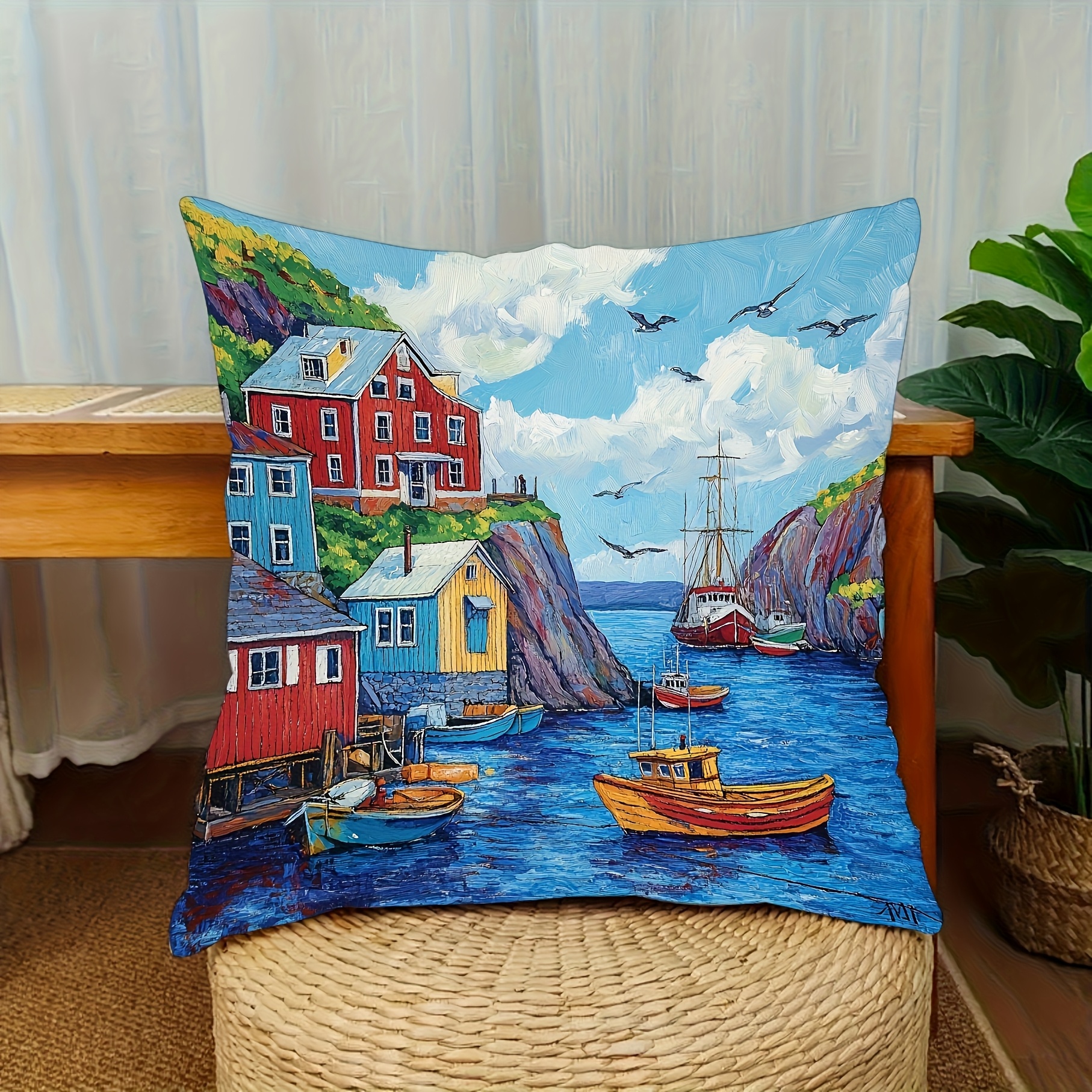 TEMU Housse de coussin moderne de de , 18X18 pouces, en velours de polyester, lavable en machine, avec fermeture éclair, housse de coussin décorative
