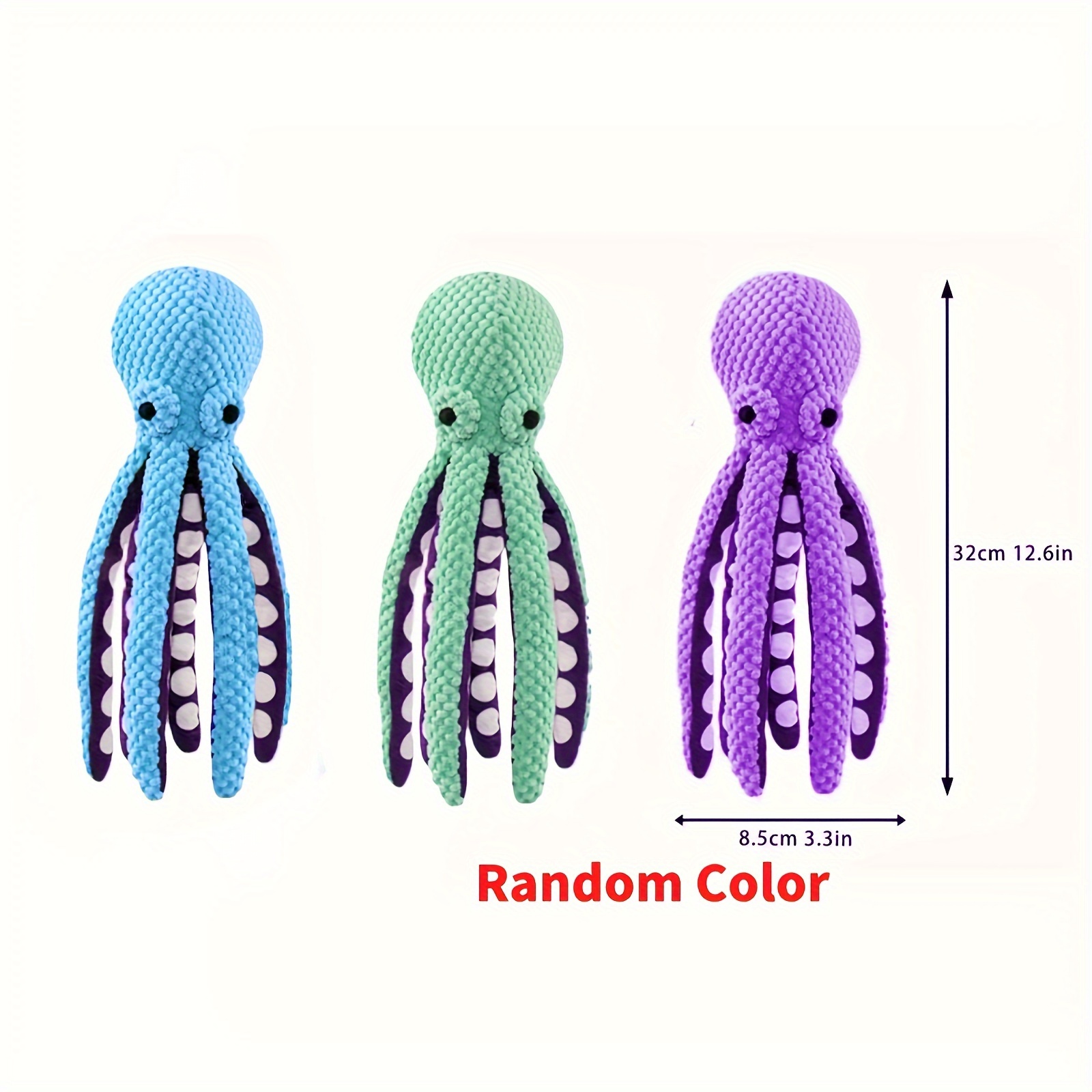 Plush Octopus Dog Toy with Squeaker - Interactive, Durable Chew Toy for Medium Breeds, Teal & Purple with White Suction Cups, Ideal for Play and Training