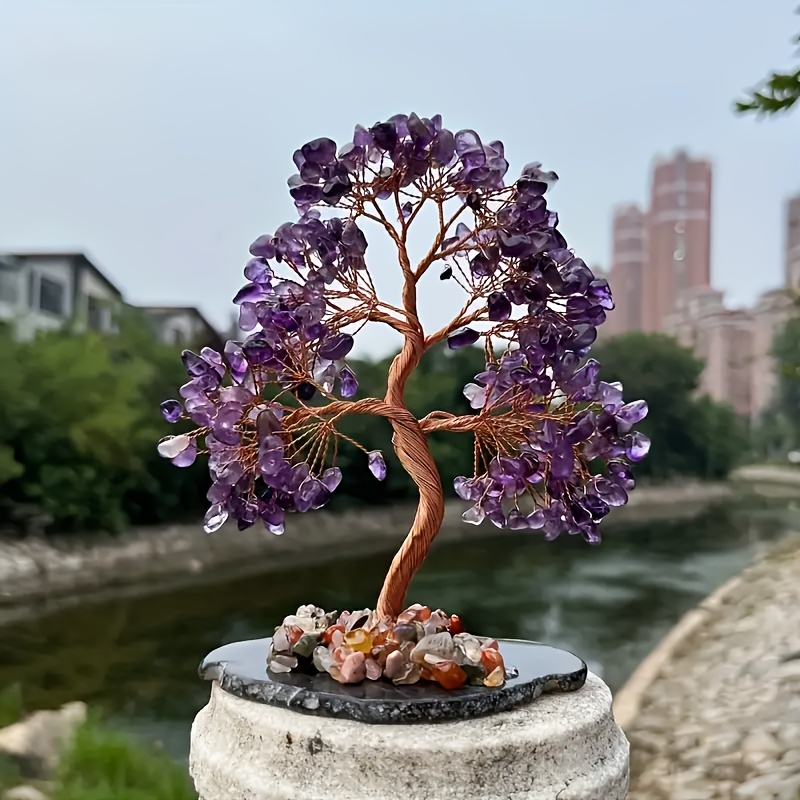 TEMU Natural Amethyst; Exquisite And Beautiful Crystal Tree Decorations, Suitable For Home Office, Bar Cabinet Decorations, Holiday Surprises Crystal