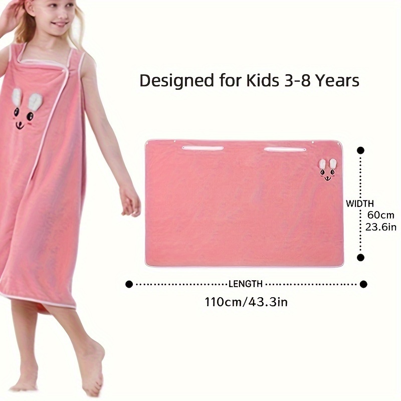 1/2pcs Youngsters's Cartoon Coral Fleece Bath Skirt, Soft and Skin-friendly Cute Rabbit Ears Kid's Bath Towel, Quick-Drying Water Absorption, Family Bathroom Bath Products. Christmas Present