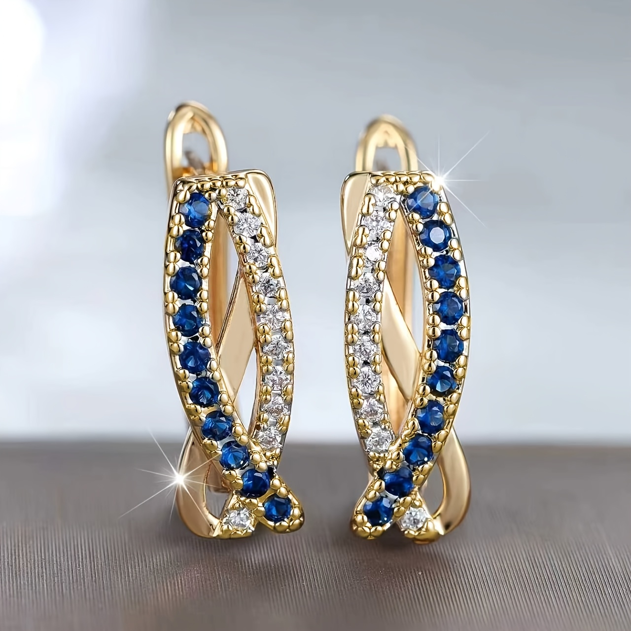 Image of A Pair Of Elegantly Designed Women's Earrings With A Luxurious Surround, Wear Or Parties, And A Great Gift For