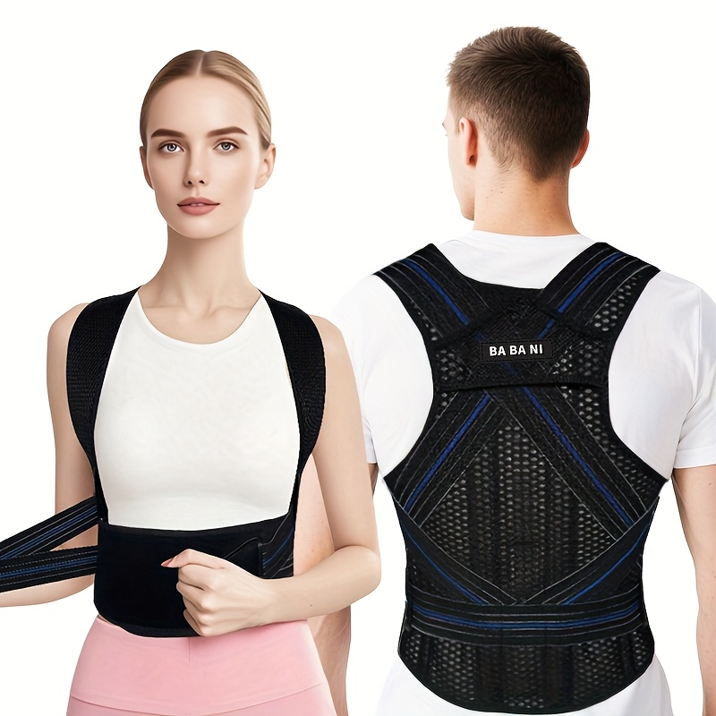 Back Posture Support Clavicle Support, New Back Shoulder Waist Support Strap Larger To Prevent Hunchback, Adjustable Back Trainer, Black, Unisex