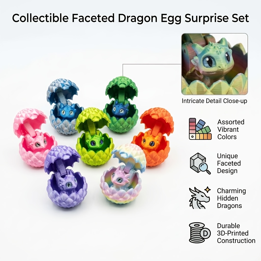 12pcs Little Dragon and Egg Poseable Action Figure Set