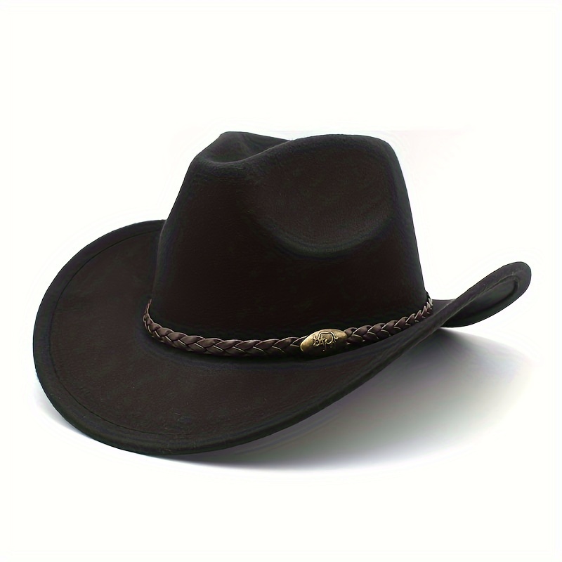 TEMU 1pc Cowboy Hat Unisex Style Brim Sun Hat Woven