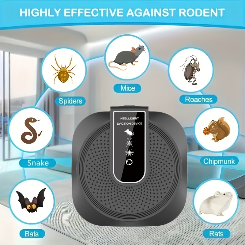 Ultra-Wide Coverage 0-500㎡ Smart Soundwave Technology Pest Repellent & Killer Suitable for Home, USB-Powered AI Drone-Free Insect Control, Safe for Pets &, Odorless Bug Zapper for Mice, Roaches, Spiders, Flies, Mosquitoes