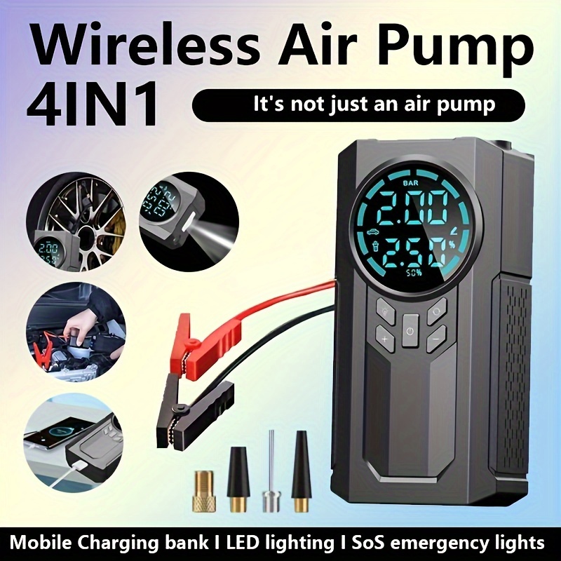 4 in 1 Emergency Power Car Air Pump Power Bank Lighting Portable
