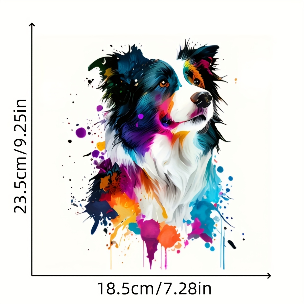 TEMU 3 Piezas de Pegatina de Vinilo Multicolor de Border Collie - Transferencia Térmica DIY, Adecuada para Camisetas, Jeans, Mascarillas y Mochilas,