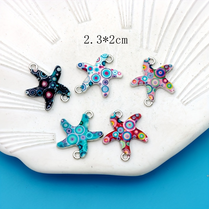 5pcs/10pcs Golden Silvery Plated Mermaid Tail Charms Blue Enamel Tail Blue, White, Yellow, Pink, Purple Crab Starfish Pendant For Jewelry Making Earrings Bracelet Necklace Additions Findings