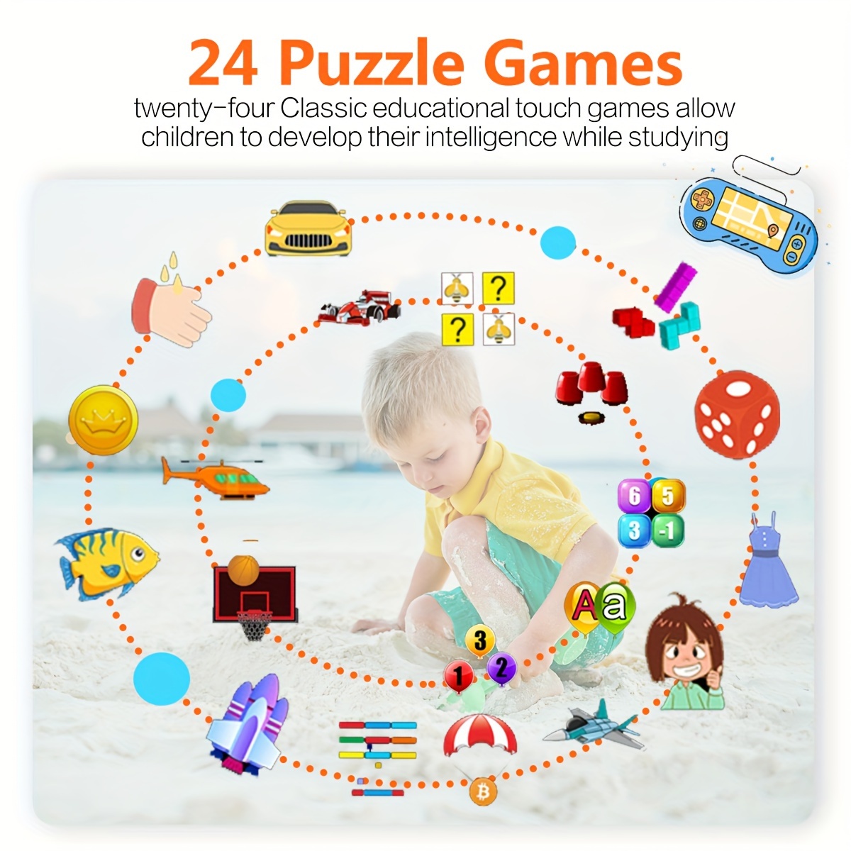 Kids Smartwatch 24 Puzzle Games, Pedometer, Alarm Clock, Children's Watch Toy Suitable For Boys And Girls Aged 6, 7, 8, 9, 10, 11, Birthdays, Halloween, Christmas Gifts