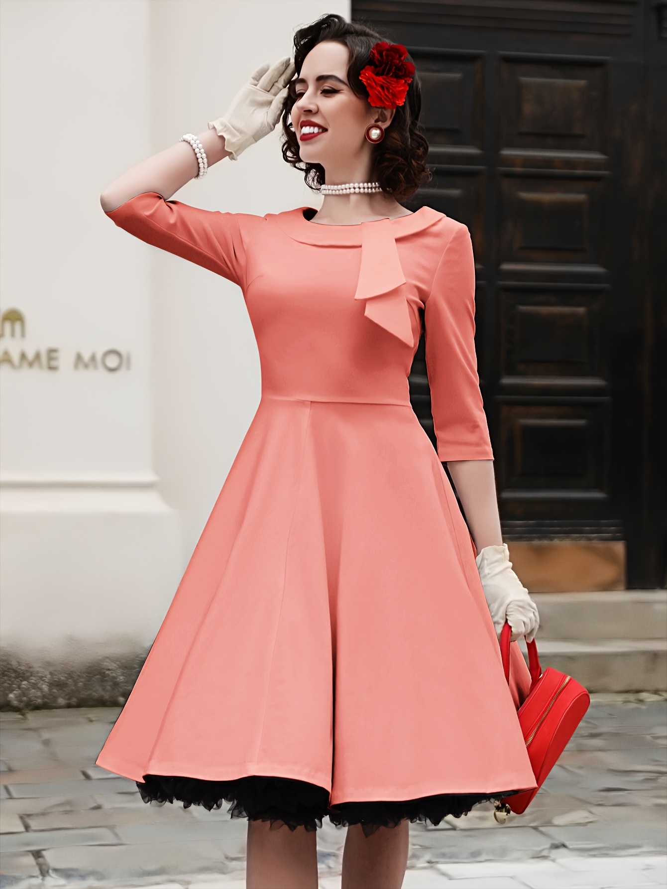 fashion casual dress TAIAOJING Women's Summer V-Neck Short Sleeve Long Floral Print Slim A-Line Dress this dress is your go An Easy Casual Outfit +