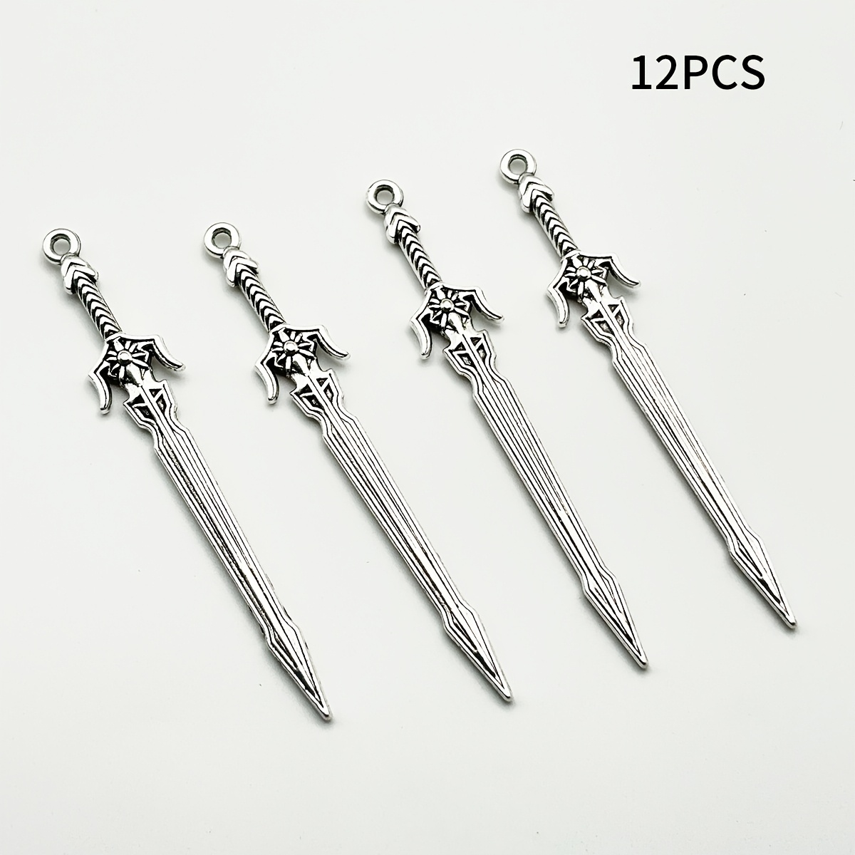 TEMU 12pcs Set, Vintage Distressed Antique-style Long Sword-shaped Accessories, Used To Make Accessories Such As Bracelets, Necklaces, And Earrings,