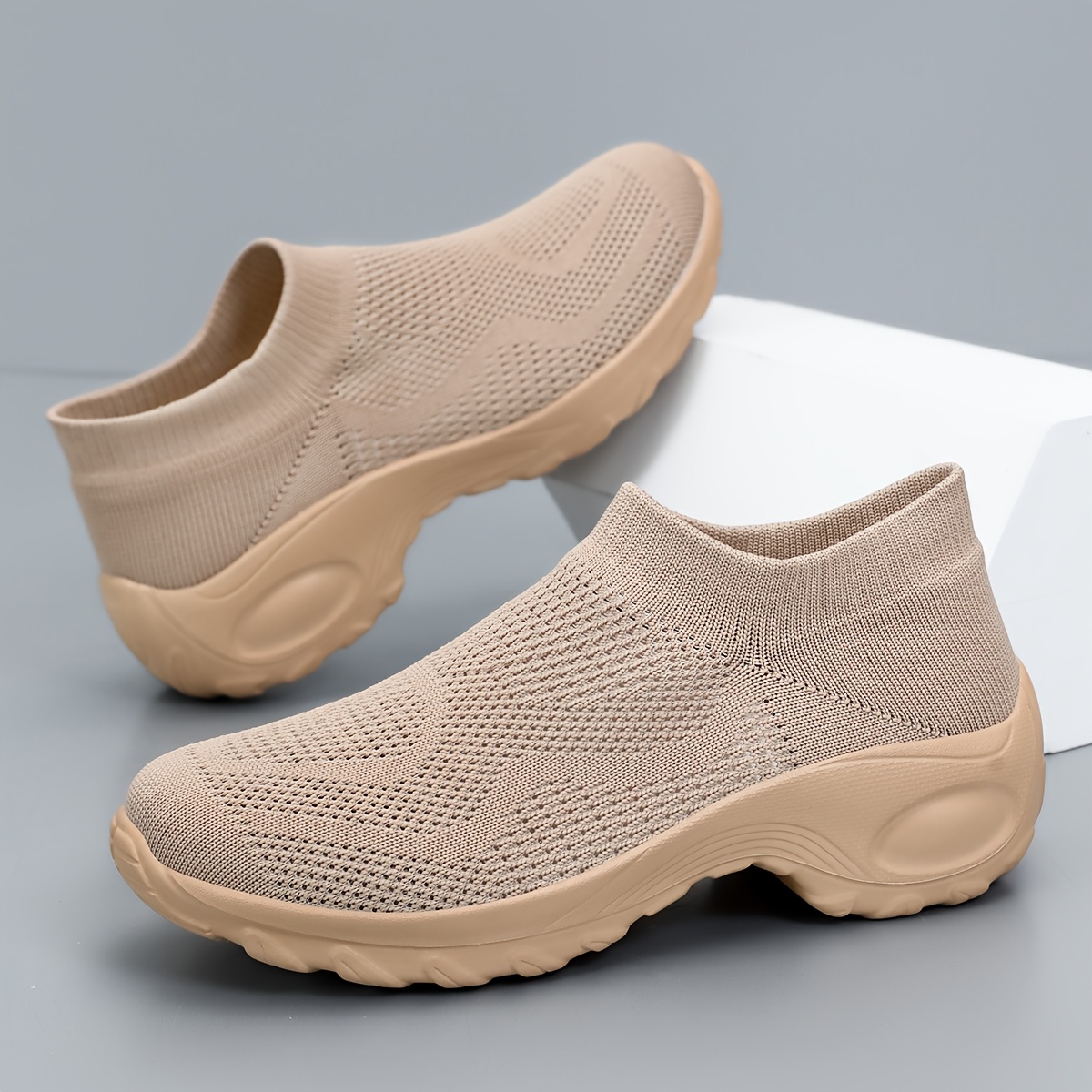TEMU Women's Athletic Shoes, Slip-on Casual Sneakers, Lightweight Easy-on Sneakers, Comfortable And Breathable For Wear, Easy Solid Color Low-top