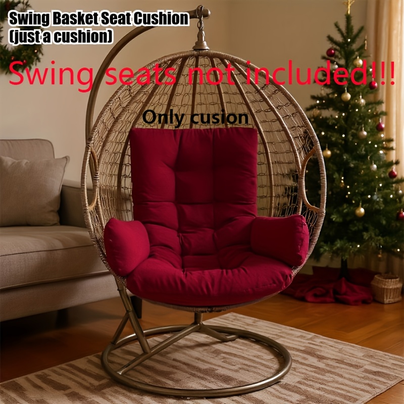 TEMU Bohemian Style Swing Chair Cushion With Armrests - Heavy-duty Indoor/seat Cushion, Black/light Gray, Softly Padded. Suitable For Hanging Chairs,