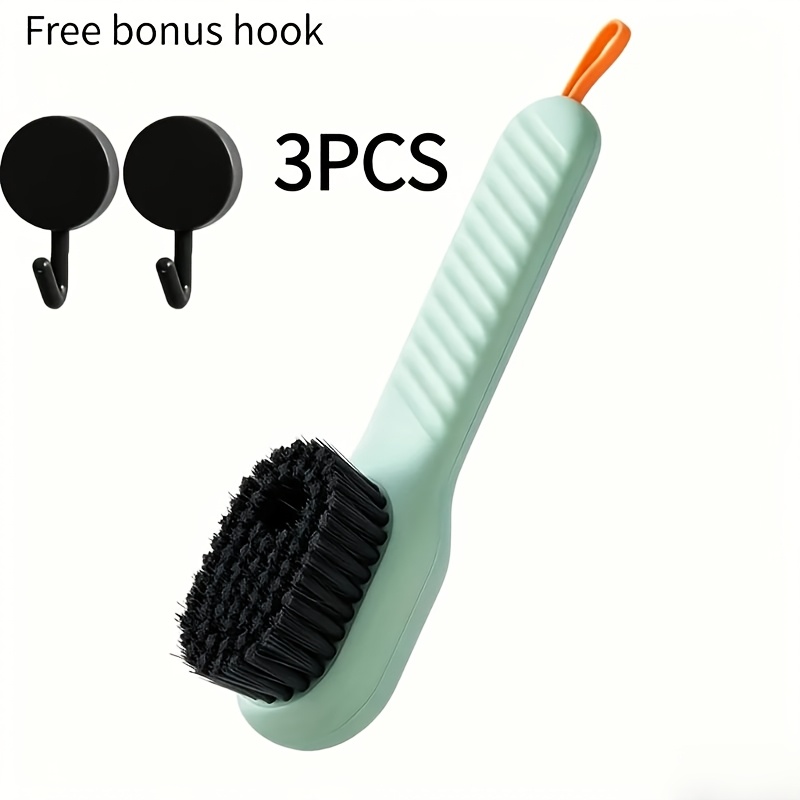 TEMU 3pcs Set Of Shoe Brushes With Liquid Boxes And Exquisite Hooks, Multifunctional Shoe Brushes, Home Shoe Cleaning Brushes, Press-type Cleaning