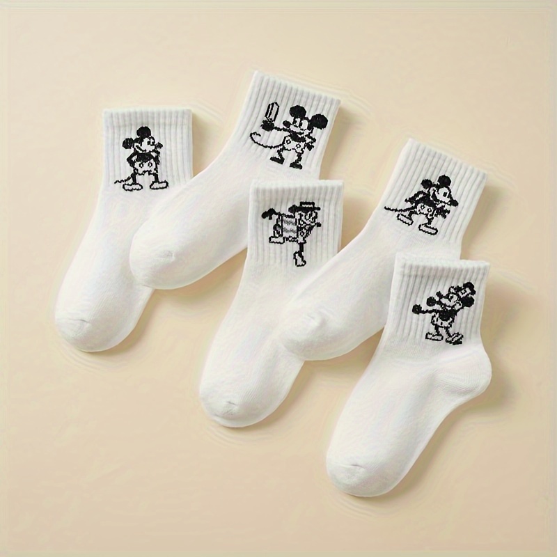 

5 Pairs Of Children's Cartoon Knit Socks - Hand Wash Only, Viscose Material, Seasonal, Short Ankle Socks