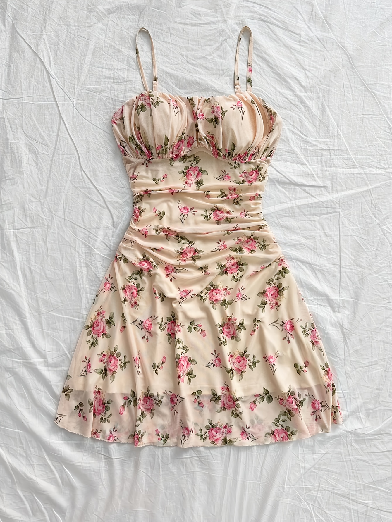 Women's Summer New Floral Print Fit Camisole Dress