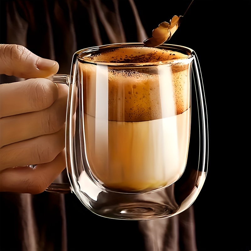 1 2 4 6 double wall glass coffee mugs 12 5oz insulated clear coffee mugs   espresso cappuccino latte americano tea bag beverageteacup transparent tape handle