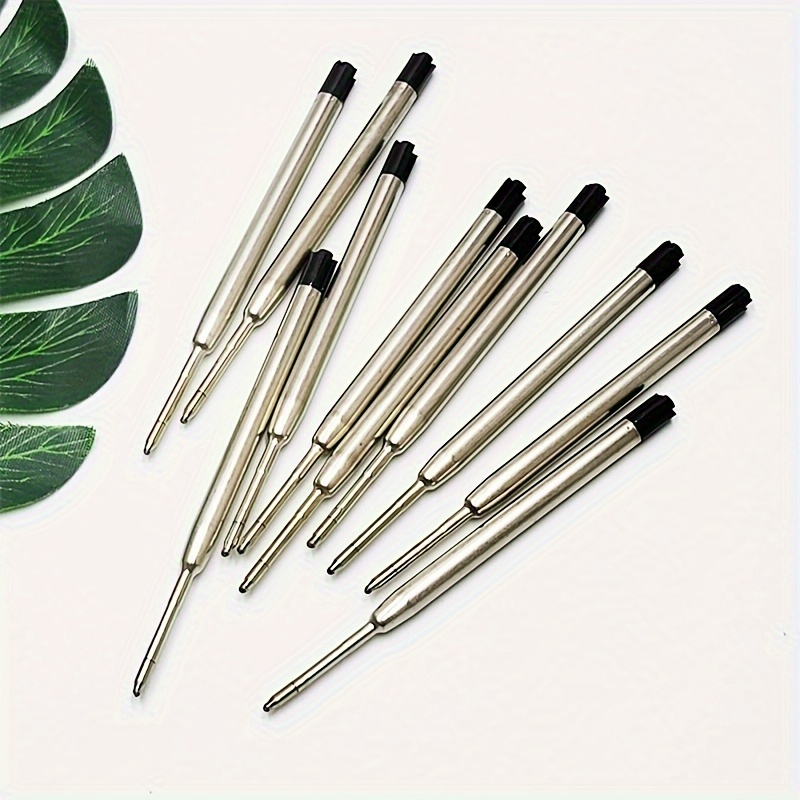 

10-pack Universal Black Metal Ballpoint Refill Cartridges For Round Pens