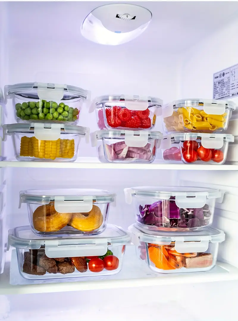 24pcs 12containers 12lids high borosilicate glass food storage containers set glass food meal prep containers with leakproof airtight lids lunch on the go kitchen pantry organizers and storage Product details 7