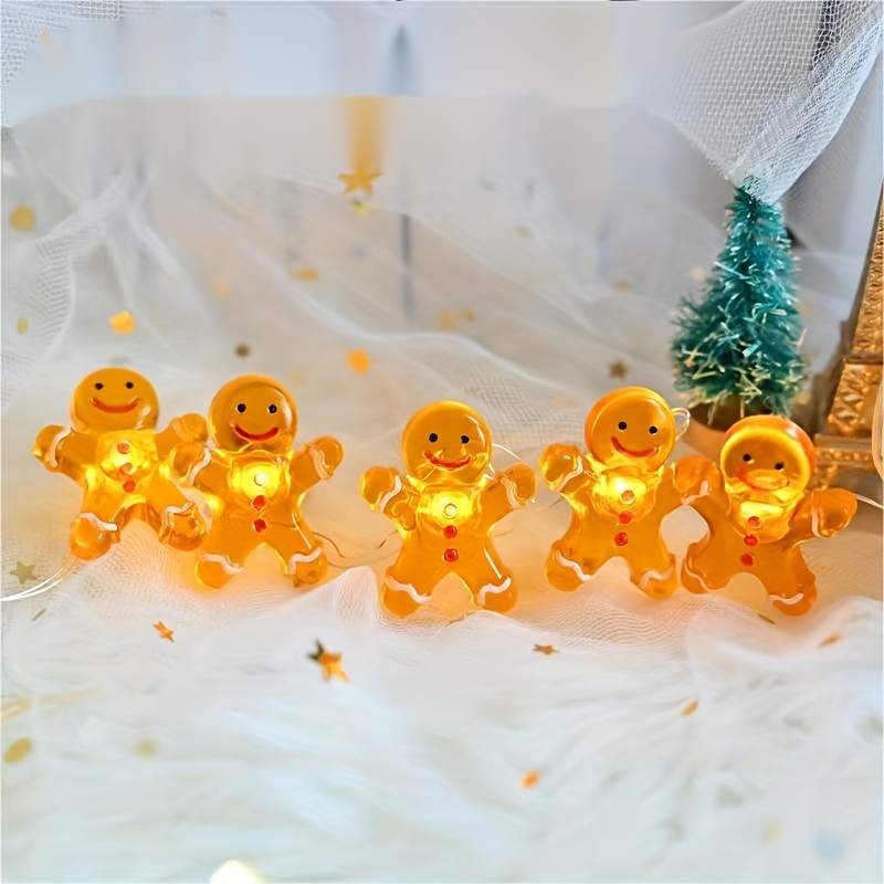 TEMU Guirnaldas con Forma de Hombre de Pan de Jengibre, Luces Decorativas Navideñas de Alambre de Cobre