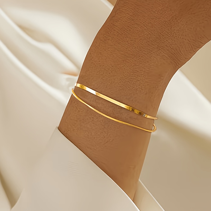 TEMU Pulsera de cadena de hueso de serpiente de capa, chapada en acero inoxidable hipoalergénico de calidad, cómoda y duradera, elegante y fácil de