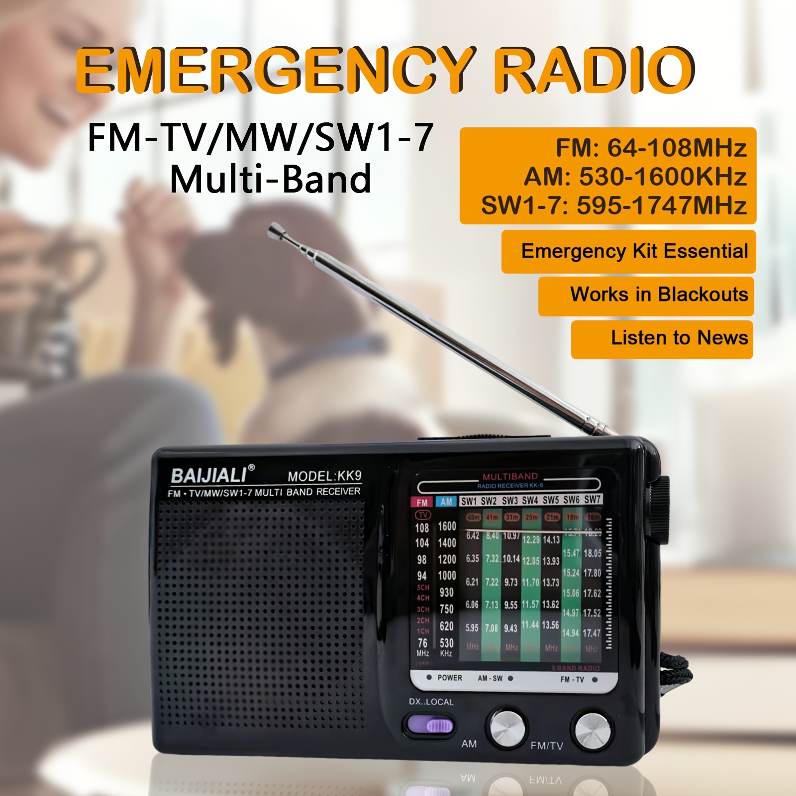 Image of Pocket-sized Radio, Am/fm/tv/sw Multi-band Radio With Earphone Port, Aa Battery-powered, Loud Speaker, For Daily Use, Outdoor, Blackout, Emergency And Listen To News, A Good Gift